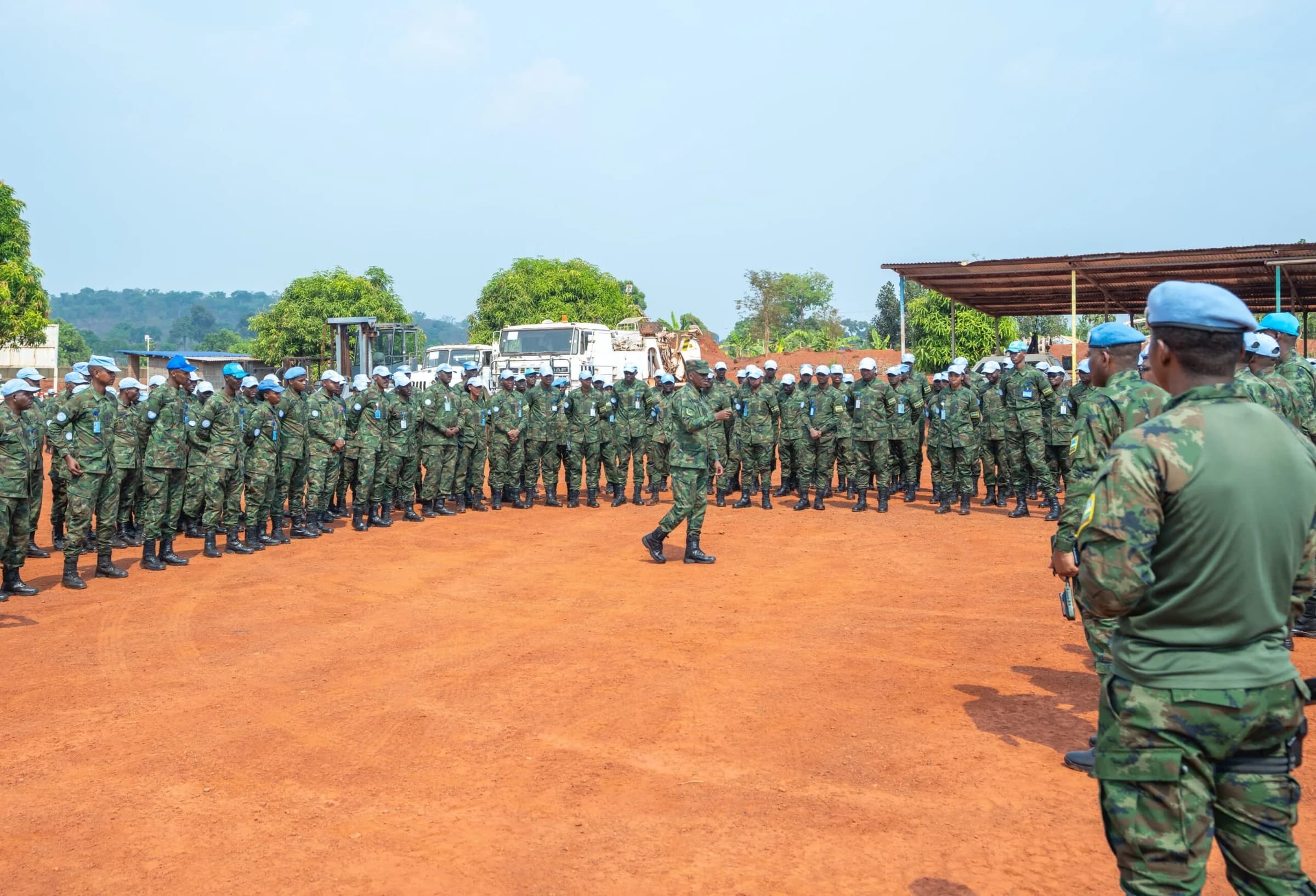 Maj. Gen. Nyakarundi commends Rwandan peacekeepers in Bria for efforts in maintaining peace