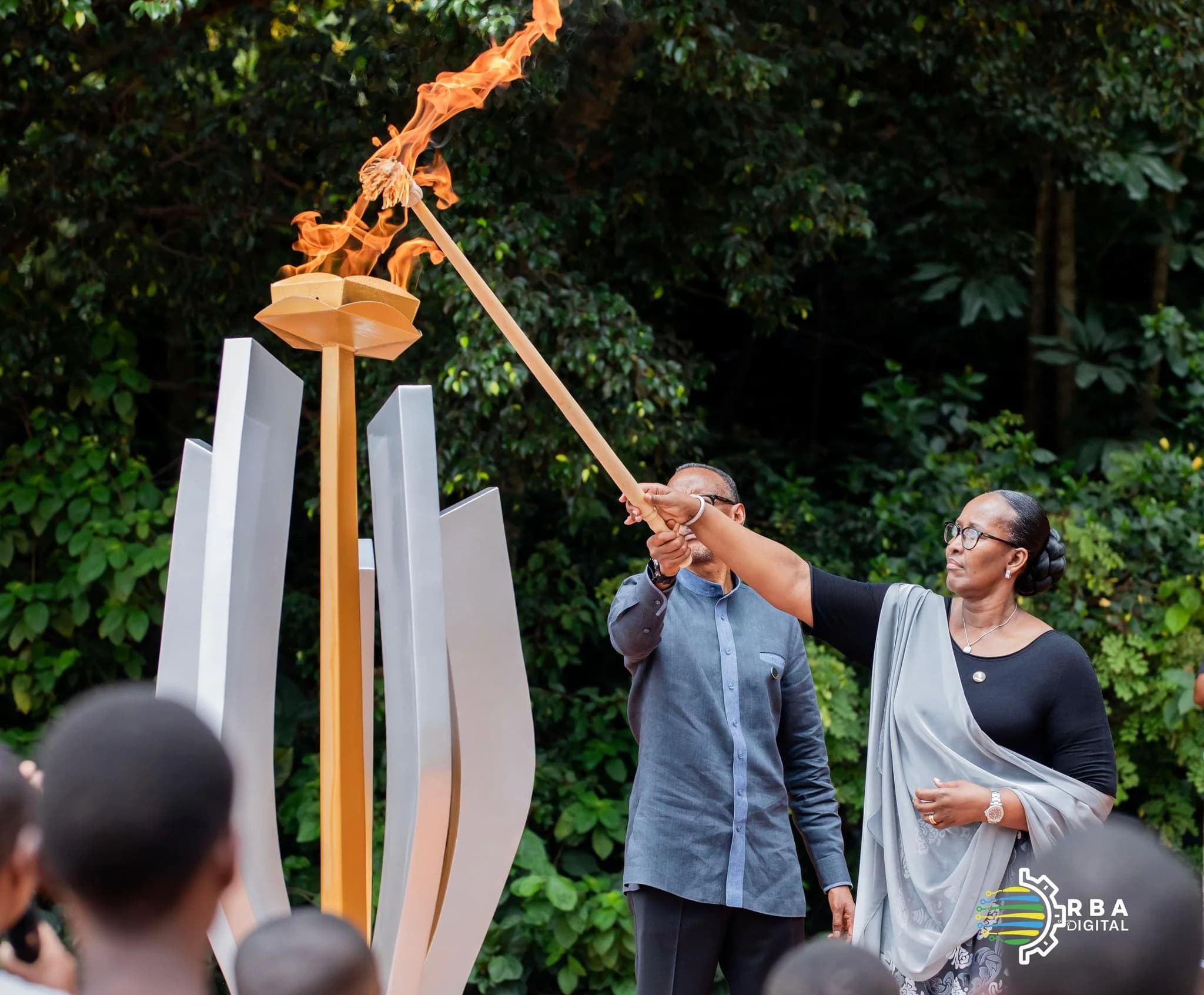 Kwibuka31: President Kagame, First Lady Jeannette Kagame Light the Flame of Remembrance